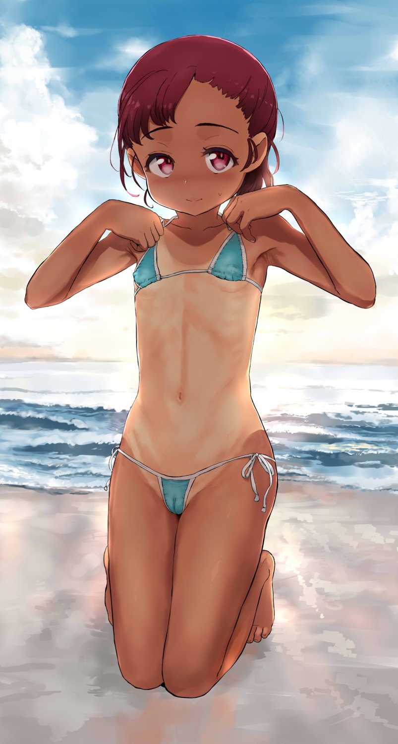 bikini cameltoe erect_nipples loli sasahara_yuuki swimsuits tan_lines