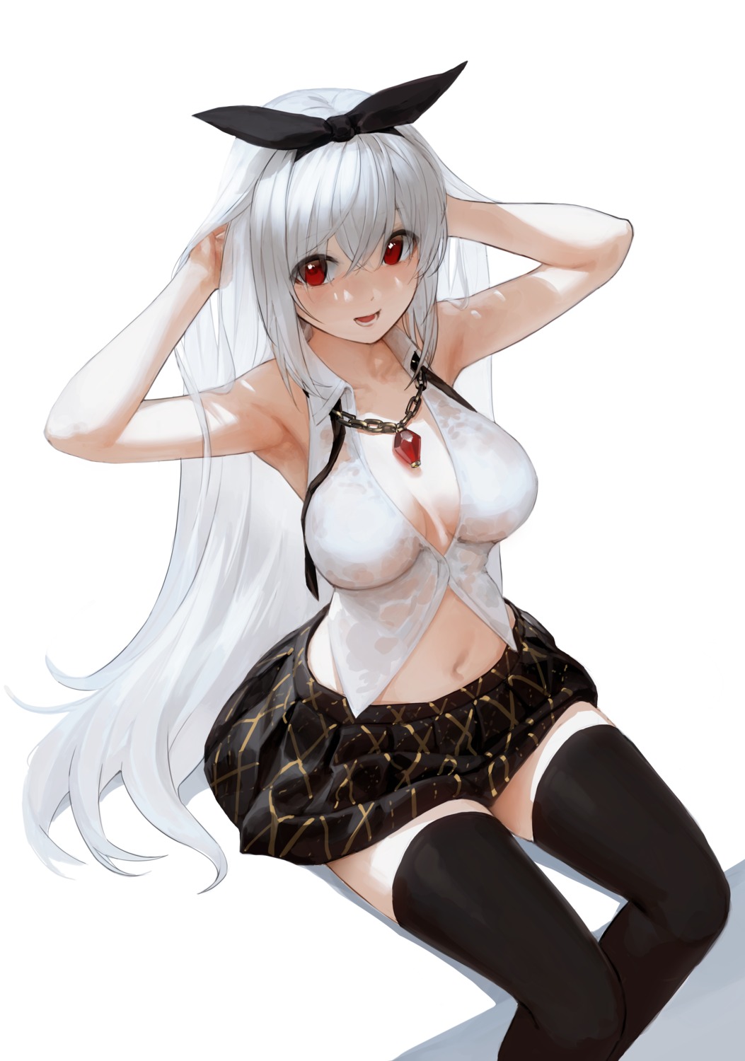 egk513 no_bra open_shirt see_through thighhighs