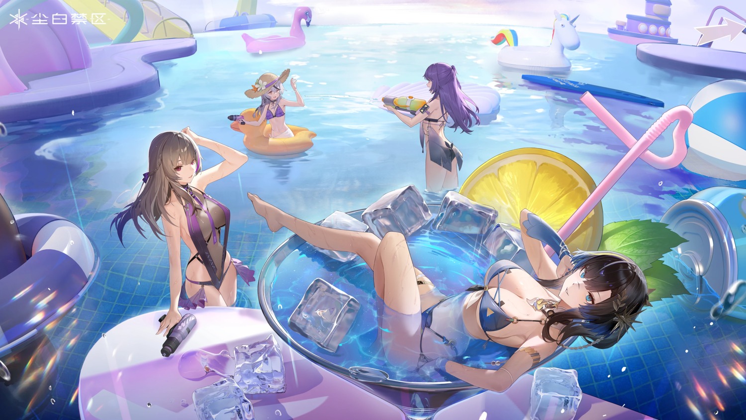 bikini cherno_(snowbreak) garter gun katya_(snowbreak) see_through snowbreak:_containment_zone swimsuits tagme wallpaper wet