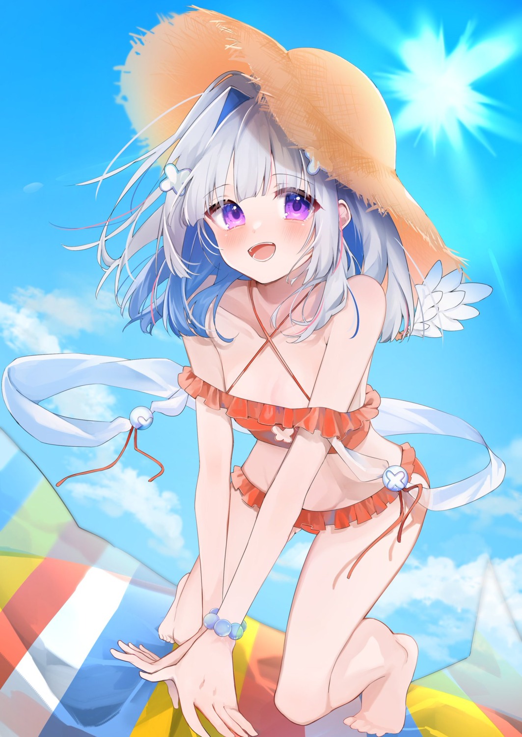 amane_kanata bikini eme_(emeralda) hololive swimsuits wings