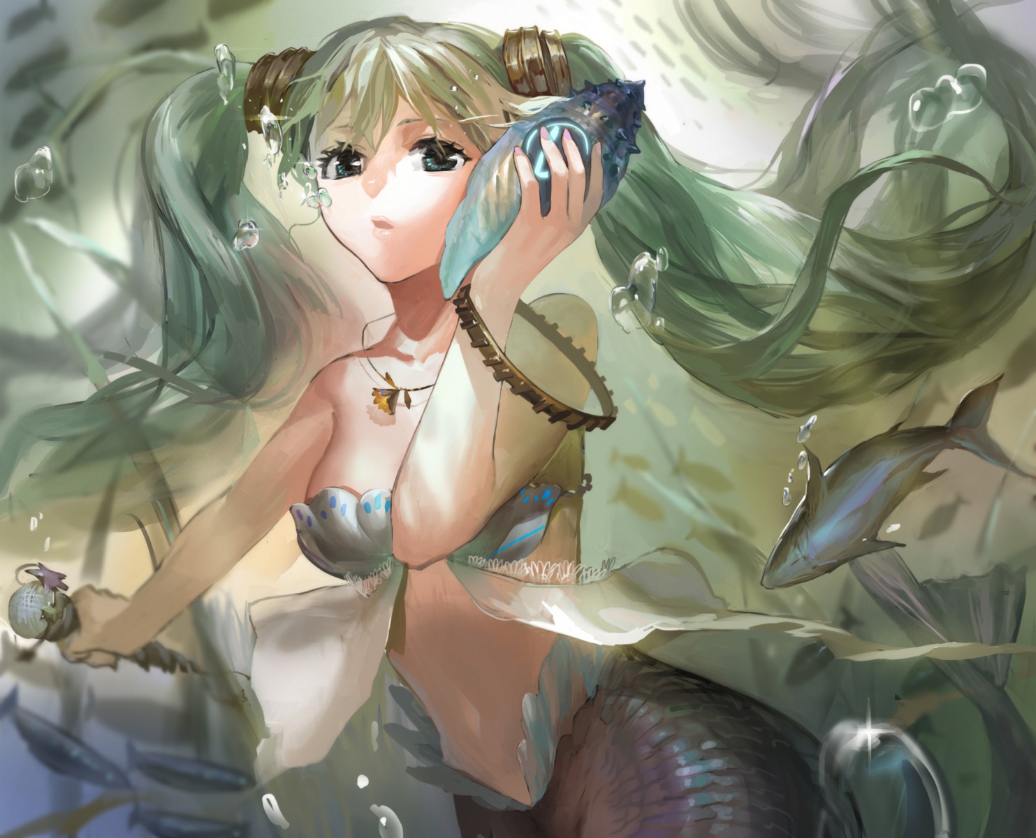 daible hatsune_miku mermaid monster_girl tail vocaloid