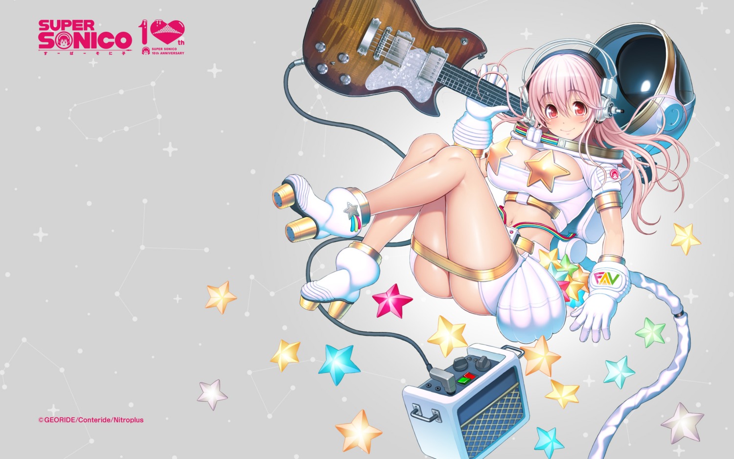 ass erect_nipples guitar headphones heels nitroplus pasties sonico super_sonico tsuji_santa wallpaper