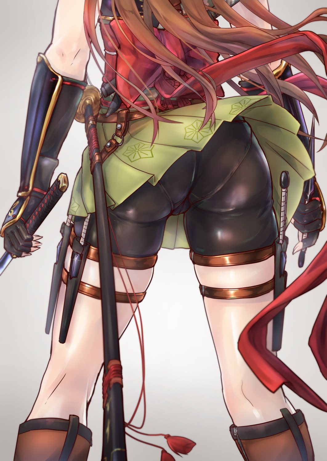 ass bike_shorts garter ninja pantsu see_through sword tori_(puru0083) weapon