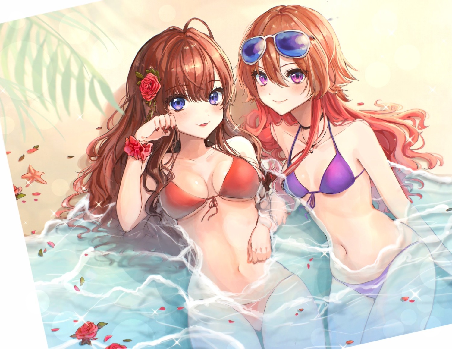 bikini cleavage ichinose_shiki kudou_eru megane ninomiya_asuka swimsuits the_idolm@ster the_idolm@ster_cinderella_girls wet