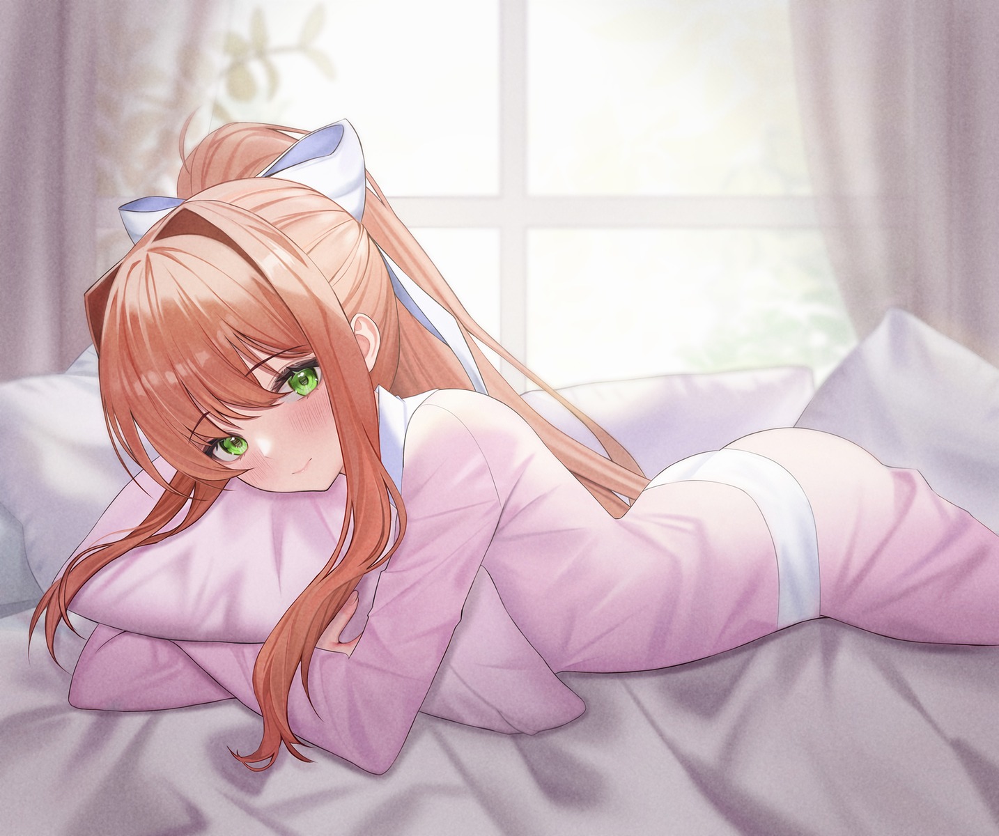 doki_doki_literature_club! monika_(doki_doki_literature_club!) pajama yami_(rear4742)