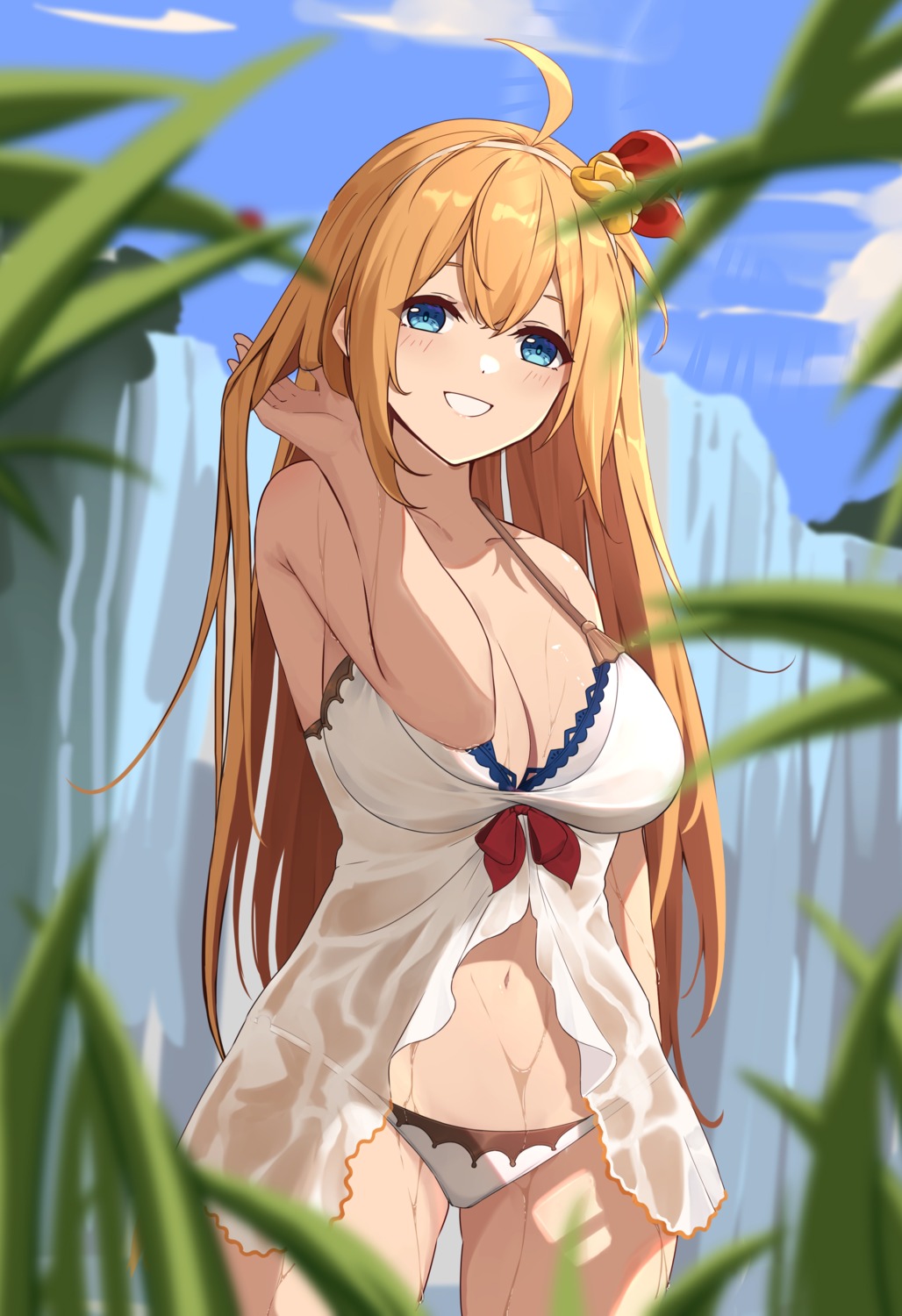 bikini cleavage l.tea pecorine princess_connect princess_connect!_re:dive see_through swimsuits wet wet_clothes