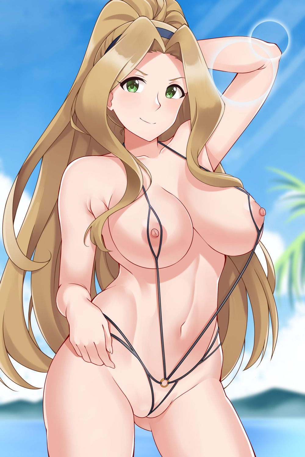 aslindsamure cameltoe nikaidou_chizuru nipples sling_bikini swimsuits the_idolm@ster the_idolm@ster_million_live!