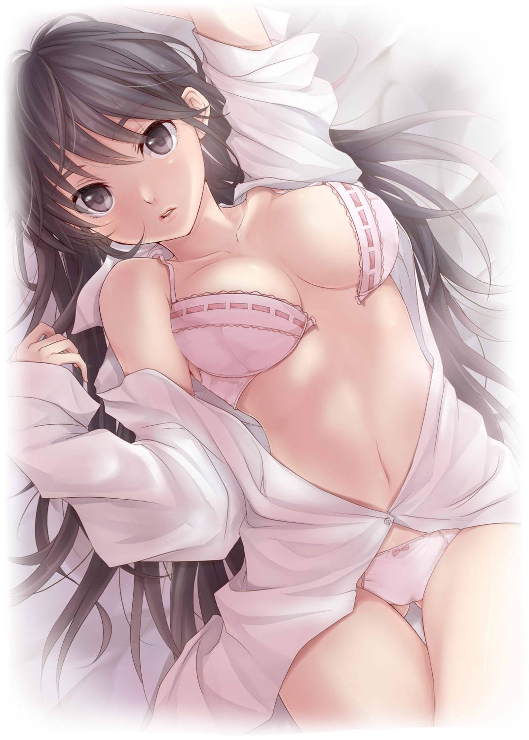 bra cleavage jpeg_artifacts masami_chie open_shirt pantsu