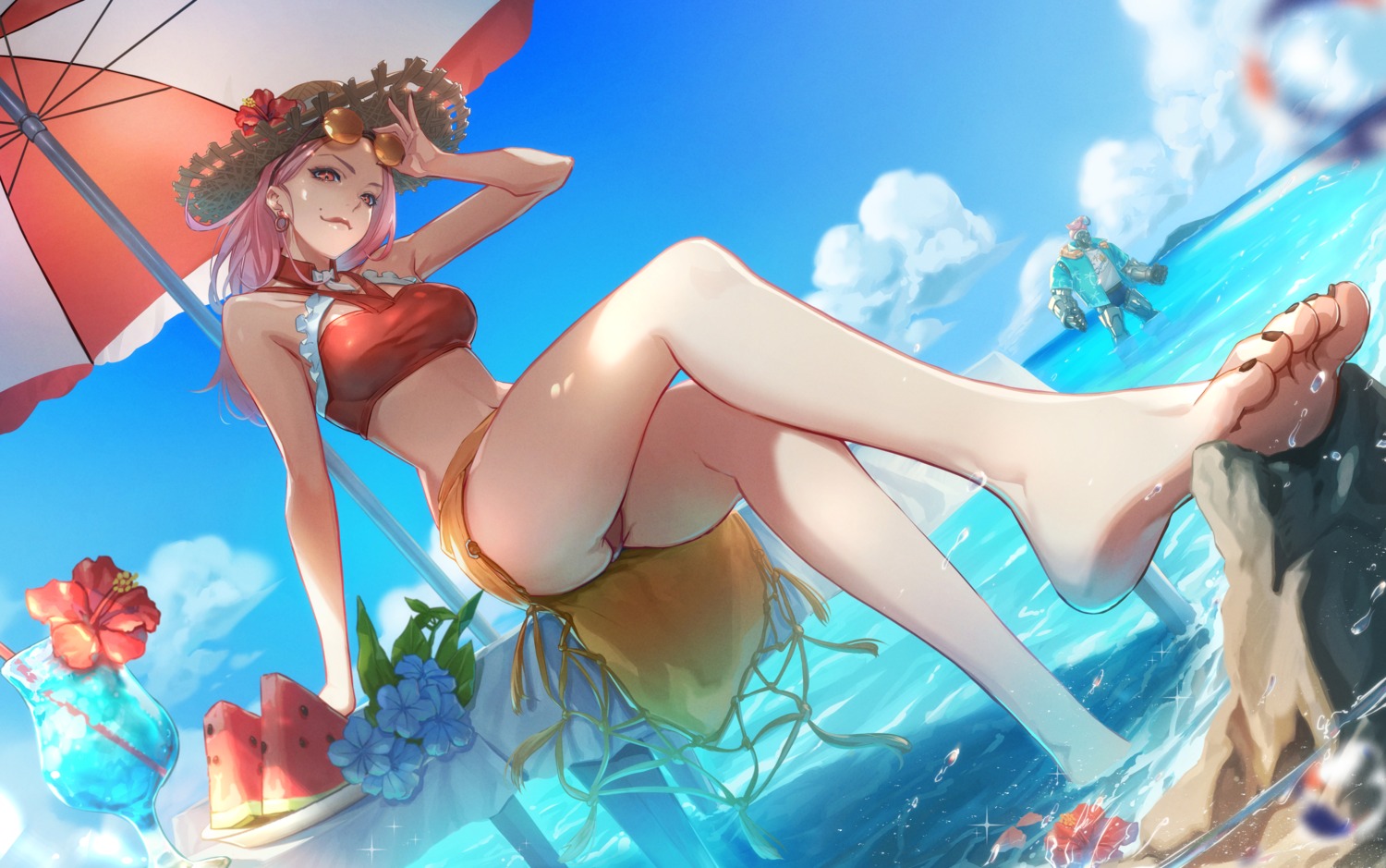 ashe_(overwatch) bikini eito_nishikawa feet megane overwatch swimsuits wet