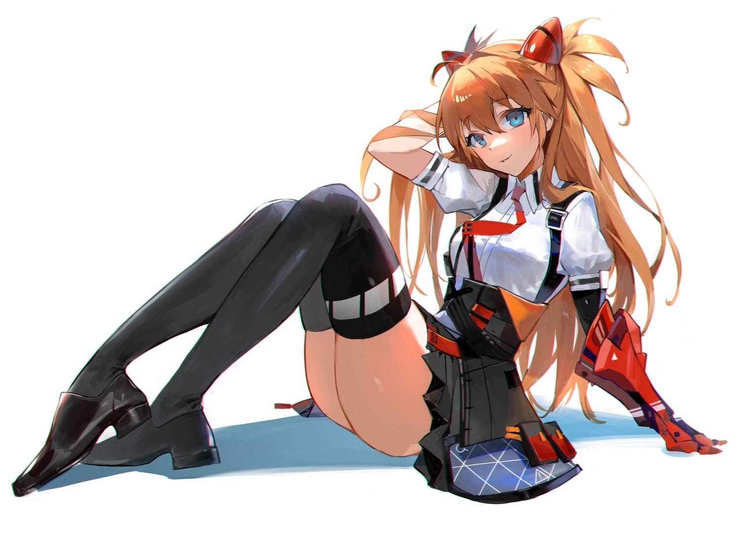 benghuai_xueyuan honkai_impact moko_(moko/moko) neon_genesis_evangelion skirt_lift souryuu_asuka_langley thighhighs