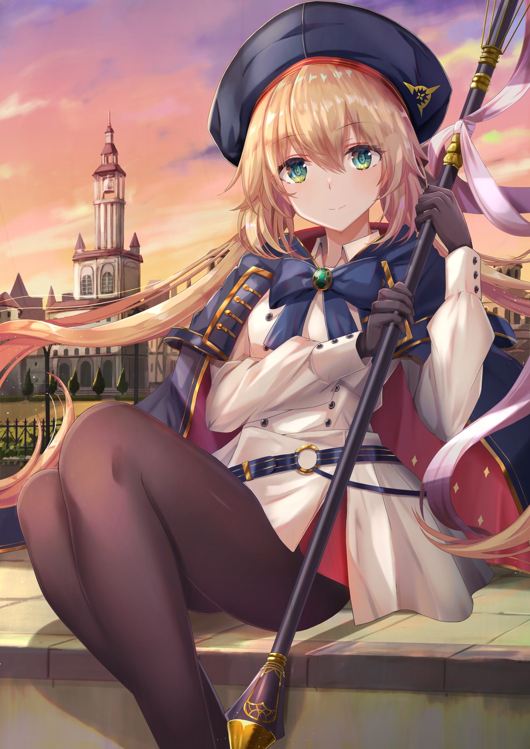 artoria_pendragon_(caster) fate/grand_order pantyhose torottye uniform weapon