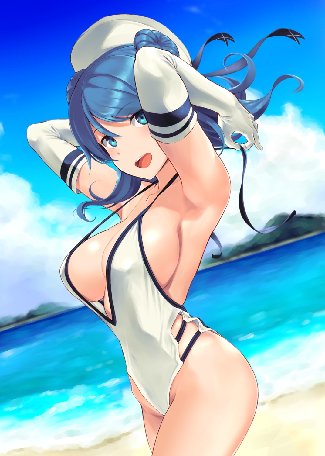 kantai_collection swimsuits urakaze_(kancolle) wa_(genryusui)