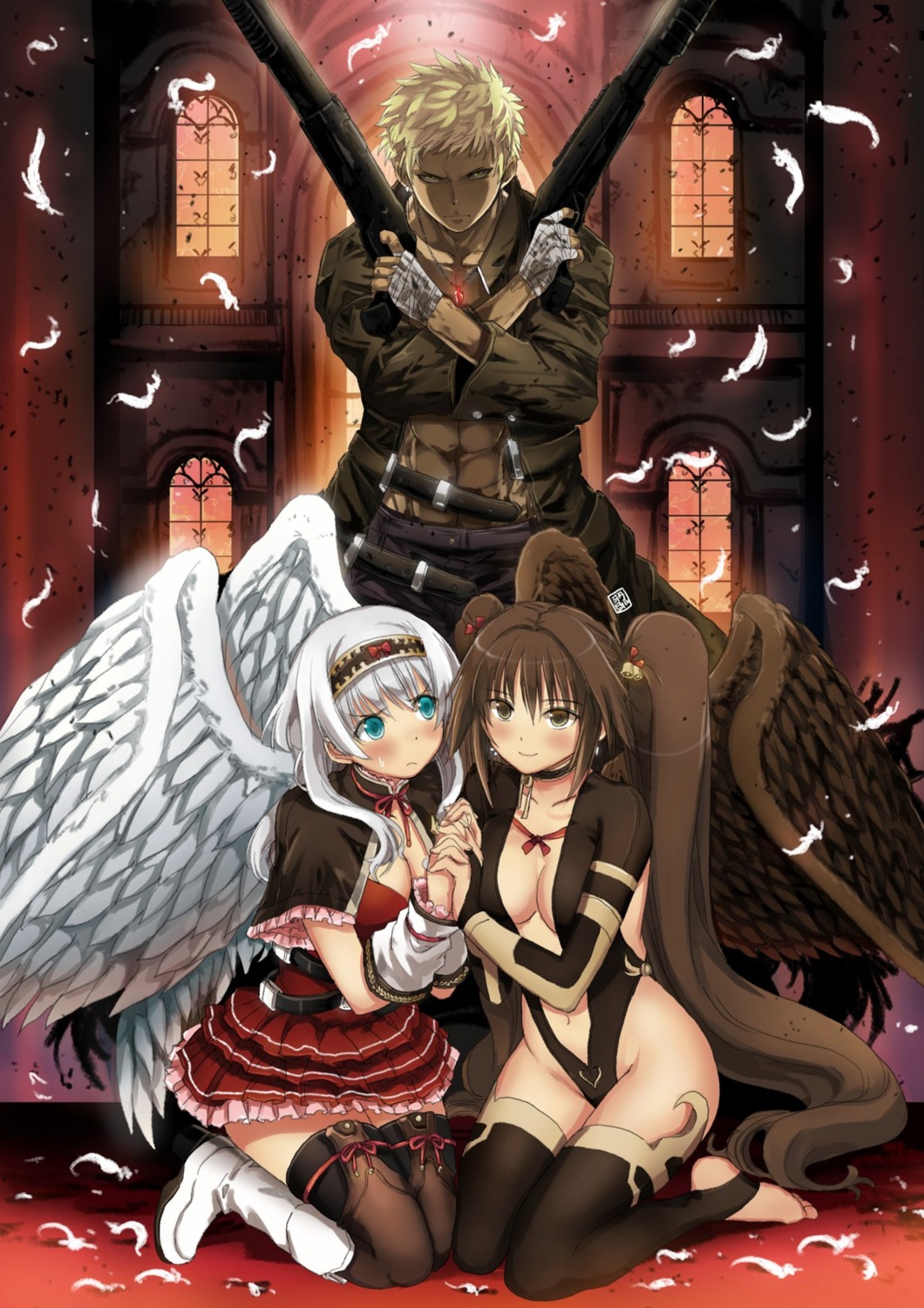 bandages garimpeiro gun leotard no_bra nopan thighhighs wings