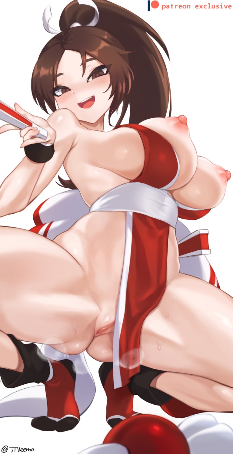 breasts japanese_clothes jtveemo king_of_fighters nipples no_bra nopan pussy shiranui_mai uncensored