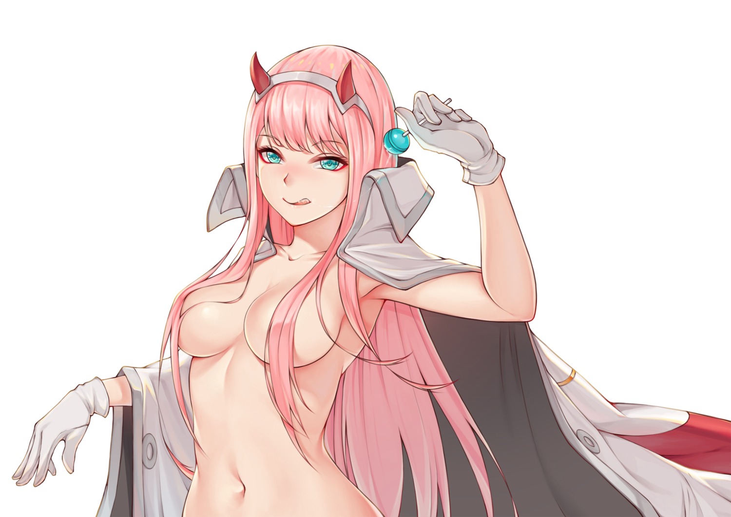 darling_in_the_franxx horns naked_cape qaq zero_two_(darling_in_the_franxx)