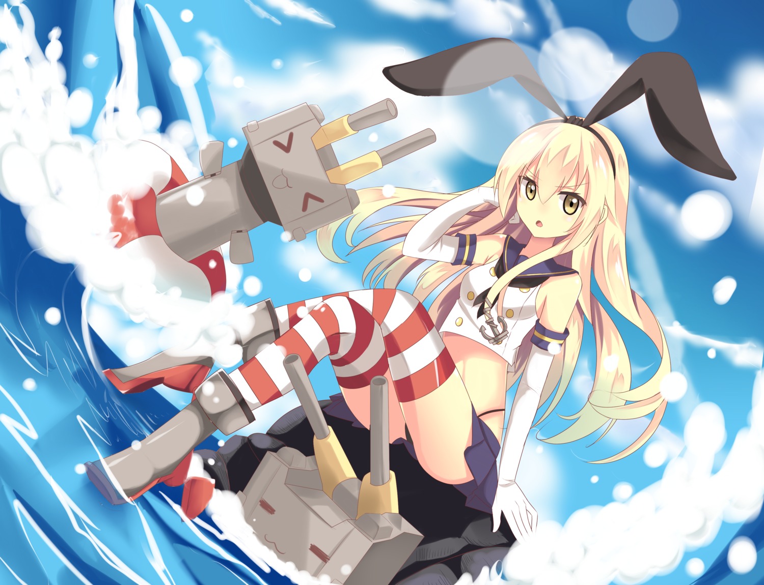 hentaki kantai_collection landscape rensouhou-chan shimakaze_(kancolle) thighhighs thong