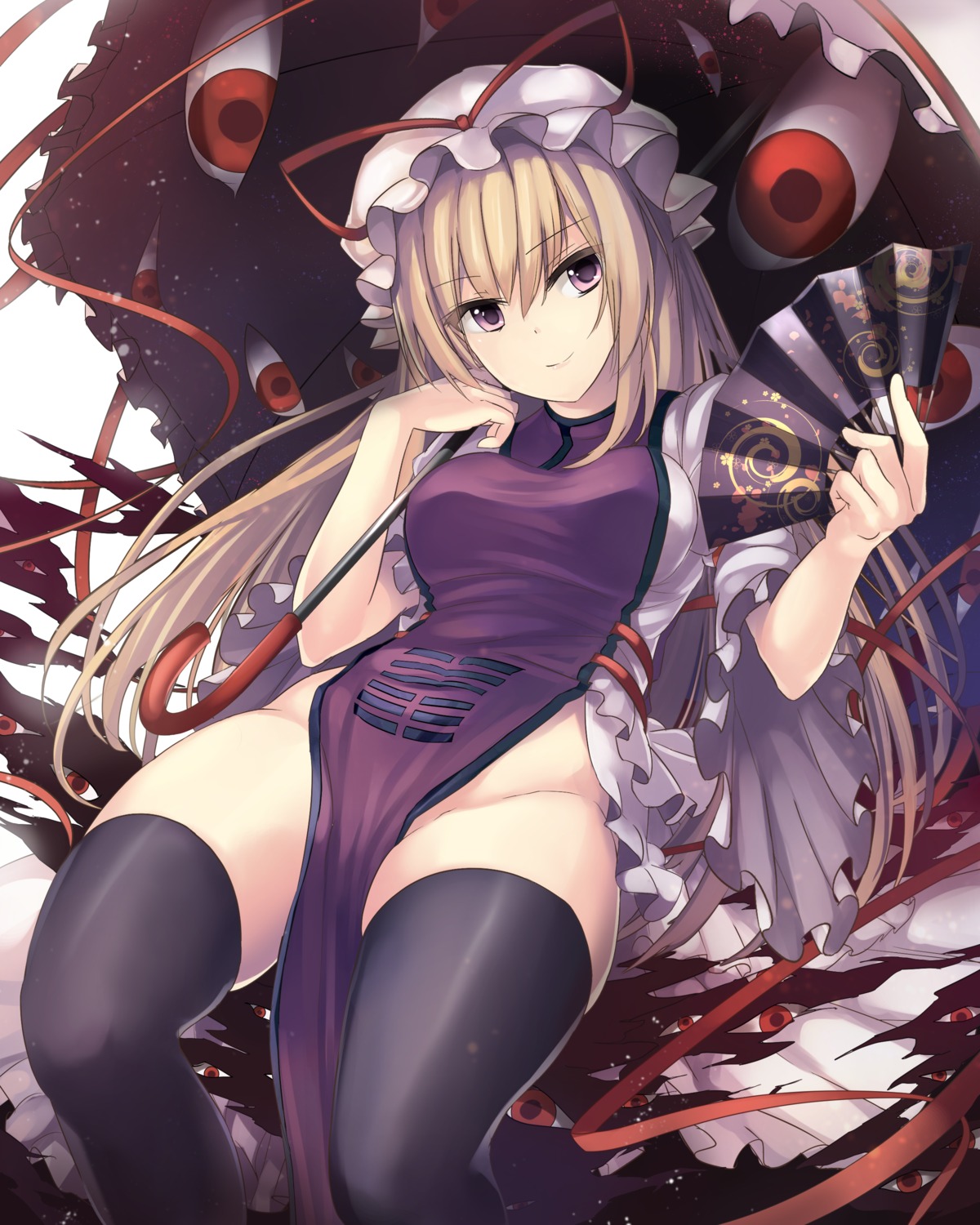 janne_cherry nopan thighhighs touhou umbrella yakumo_yukari