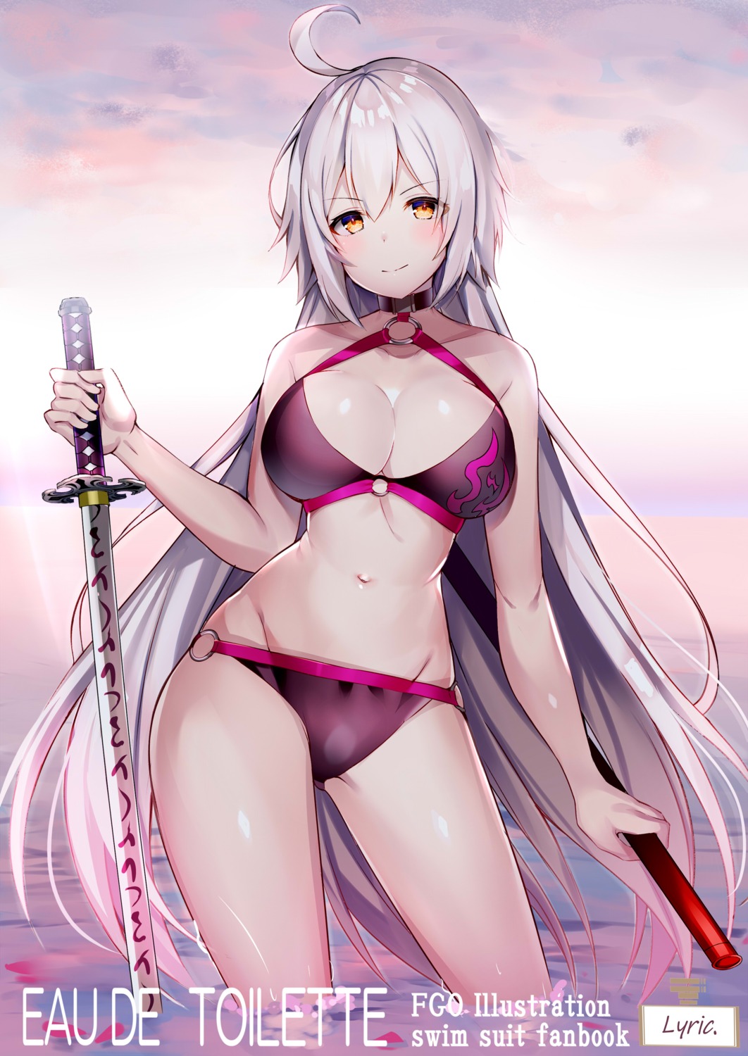 aozora_nan bikini cleavage fate/grand_order jeanne_d'arc jeanne_d'arc_(alter)_(fate) swimsuits sword wet